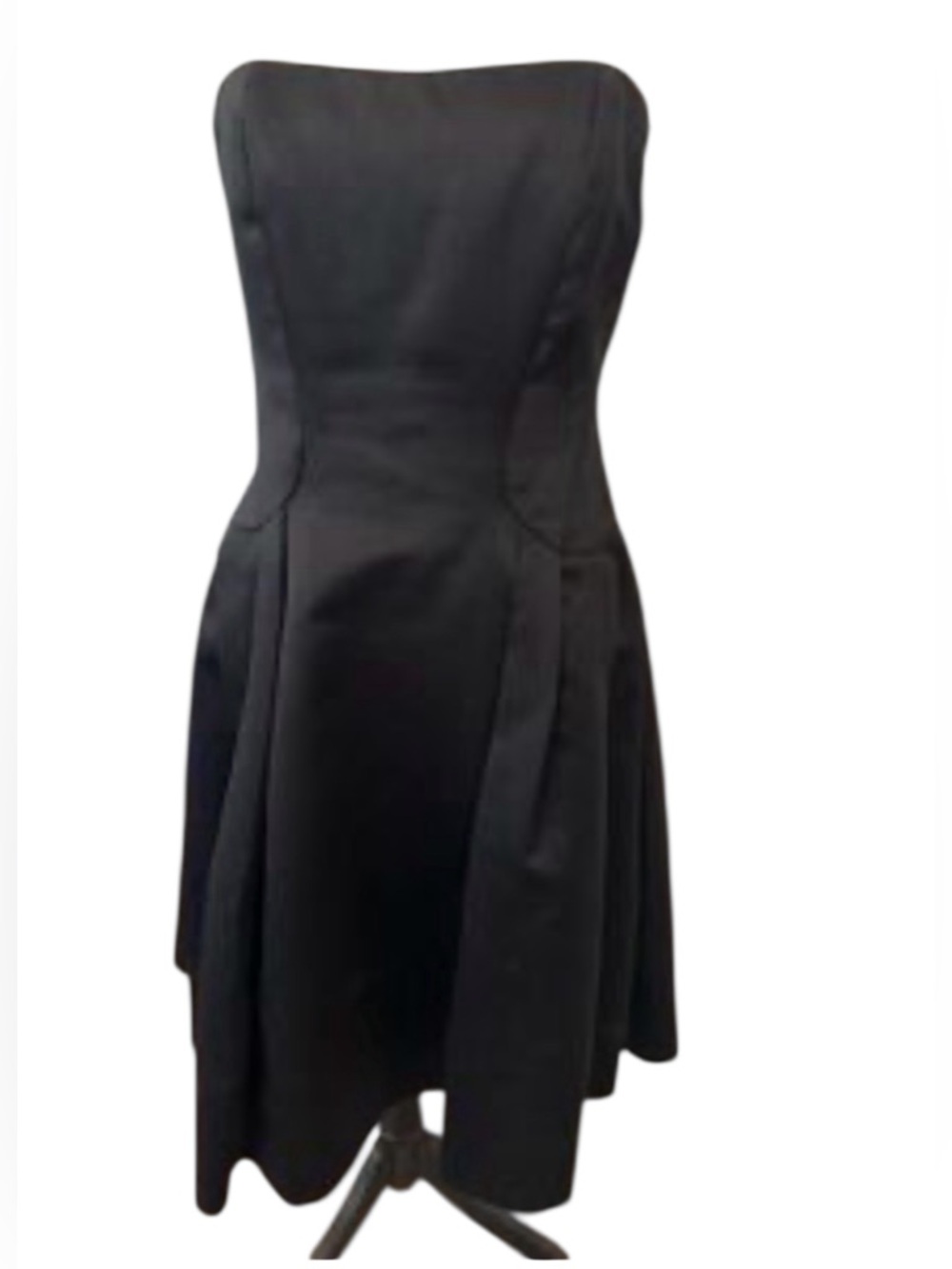 David Dixon Strapless Black Dress Pleated Corset LBD Plus Size 16 - Picture 2 of 10